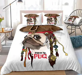 Desene animate Pug câine Carpetă acopere stabilit 3D Pilot de animale drăguț set de lenjerie de Pat copii băieți Lenjerie de Pat, fețe de Pernă Twin Plin textile Acasă 3pcs
