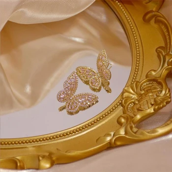 Partea lucioasă Accesorii de Moda Fluture Cristal Cercei Stud pentru Femei Cadou Elegant Cercei