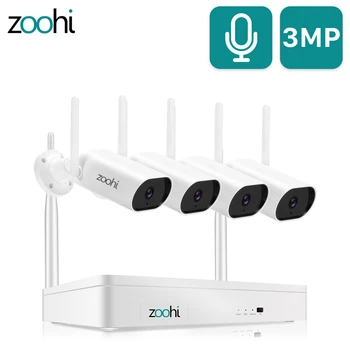 Zoohi Sistem Supraveghere Video HD 3MP Camera Wifi Sunet de Înregistrare de Acasă Viziune de Noapte în aer liber, Camera de Securitate de Sistem