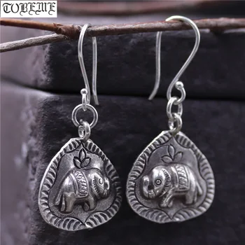 Lucrate Manual Argint 925 Elefant Cercei Tailanda Din Argint Femei Cercei Argint Pur Bohemia Picătură Cercei Noroc