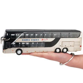 Vânzare de Înaltă calitate, 1:32 aliaj trage înapoi de autobuz de model,de înaltă imitație Dublu sightseeing bus,jucărie flash vehicul, transport gratuit