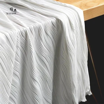 Tesatura cutat Linie Textura Elastica 3d Textura Dungi Alb DIY Mozaic Pantaloni Fusta Rochie High-end de Designer Tesatura