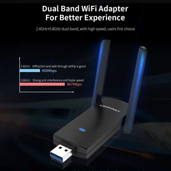 COMFAST USB WiFi Adaptor 1200Mbps/1300Mbps 2.4 GHz 5.8 GHz Dual Band Wireless LAN placa de Retea USB 3.0 Wi-Fi Dongle-Receptor