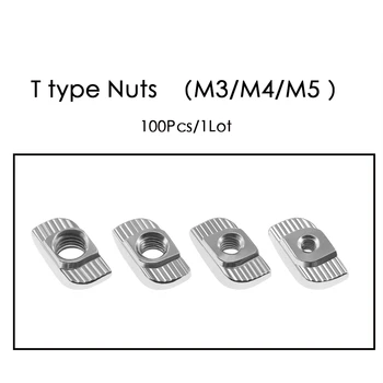 100buc M3/M4/M5*10*6 Pentru 20 Seria Slot T piuliță Glisantă T Piuliță lovitură de Ciocan În Fixați Piulița Conectorului 2020 Extrudate din Aluminiu