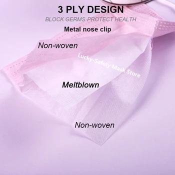 10-200 buc Masca Medicale de Unică folosință Față Măști de Gura 3 straturi Respirabil Roz Minunat Masque Filtru de Metal Clip Nas pentru Masca Chirurgicala