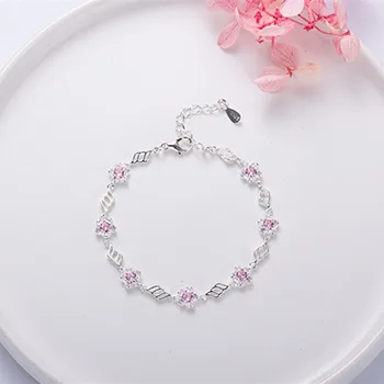 DAIWUJAN Roz Dulce Zircon Floare Sakura Farmecul Bratari Pentru Femei INS Argint 925 Bratara Petrecere de Nunta Bijuterii 2020