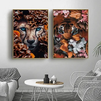 5D Diamant Pictura de Leopard, leu, tigru cerb Floare de Diamant Broderie Animal Cadou Handmade, Decor Acasă Imagine De Pietre de Artă