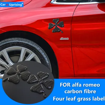 Trifoi cu patru foi din fibre de carbon Insigna Emblema Autocolante Auto pentru Alfa Romeo Giulia Stelvio ALFA GT Giulietta Masina de Styling, Accesorii