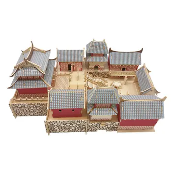 Candice guo jucărie din lemn 3D puzzle DIY de mână de lucru asambla joc woodcraft kit de construcție China wudang zixiao palatul cadou de ziua de nastere