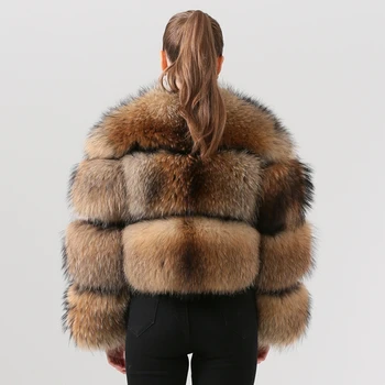 QIUCHEN PJ1884 New sosire femei de iarnă real raton haină de blană pufos fierbinte de vânzare en-gros de blana Femei rochie de iarnă adevărată haină de blană