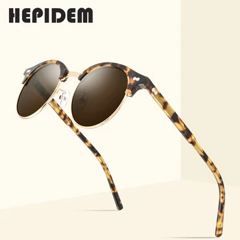 HEPIDEM Acetat Polarizat ochelari de soare Barbati 2020 Nouă Femei ochelari de Soare Retro Vintage Rotund Ochelari de Soare pentru Bărbați de Înaltă Calitate UV400 9123