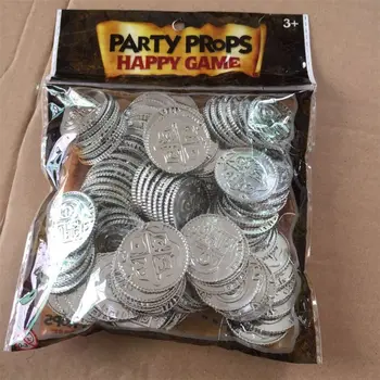 100buc Pirate Treasure Joc de Poker Chips-uri de Placare cu Aur de Plastic Poker Casino Monede