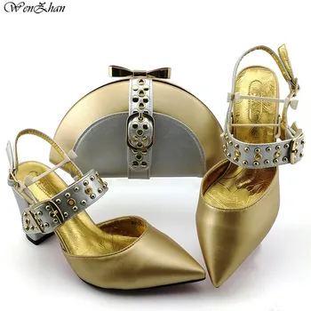 Fantezie de Toamnă Nunta Mare Pantofi cu Toc Cu Sac de Ambreiaj se Potrivesc Seturi Femeile Africane Pantofi și Geantă Vinde Împreună 38-43 WENZHAN B99-11