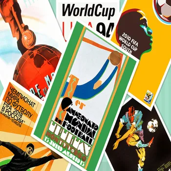 Nostalgie de Epocă Cupa Mondială Poster de Fotbal Mascota 30X42 CM Retro Matte Hârtie Kraft Autocolante de Perete Pictura Boy Camera de Decorare