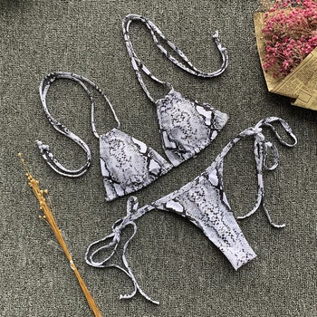 Negru leopard de imprimare Set de Bikini de Costume de baie Femei cu Push-Up Bikini Nou Halter Bandaj costum de Baie Feminin Talie Joasa Costum de Baie Biquinis