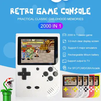 2000 In 1 Retro Mini Handheld Consola de jocuri Color LCD Color Copii Joc de Jucător SUP Built-in 5 Mari Simulator Pentru GBA Arcade FC