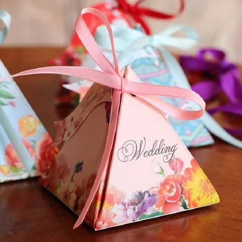 Decoratiuni de nunta Cutie de Bomboane Candy Florale Cutie Cu Panglică și Carte de marturii de Nunta Si Cadouri pentru Copii de Duș Cutii de Bomboane