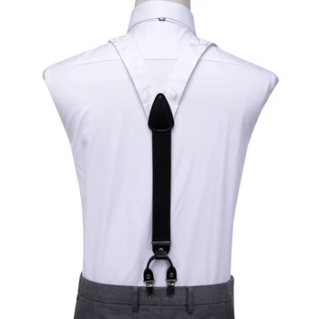 Hi-Cravată de Mătase Adult Bărbați Suspensor pentru călcat Pantaloni 6 Curele din Piele Suspensor Alb pentru Barbati Blugi Munca Bretele și Cravată Curele Late