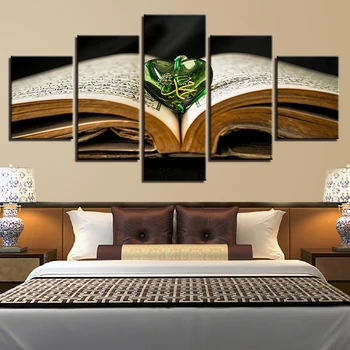 Panza HD Printuri de Tablouri de Arta de Perete 5 Piese Cartea Sfântă a lui Allah Coran Pandantiv Poster Musulman Imagini Modular Decor Acasă Cadru