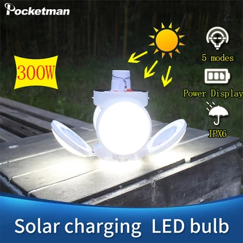 300W Solare Bec LED Garaj Lumina 42LED Solare de Urgență DC Portabil Reîncărcabilă Lanterna Camping Lumină Piața de Noapte Lampa