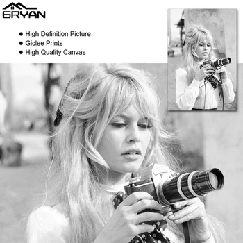 Alb Negru Aripi De Înger De Moda Poster De Aur, Argint Femeie De Imprimare Panza De Pictura Brigitte Bardot Fata De Imagine De Epocă Decor Acasă