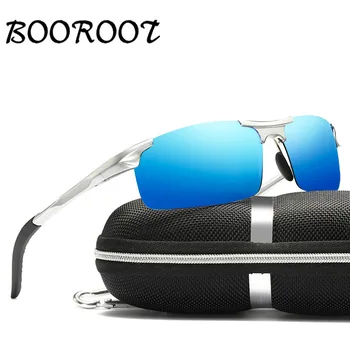 De înaltă Calitate din Aluminiu Magneziu Sport Polarizat ochelari de Soare Barbati UV400 Dreptunghi în aer liber Conducere Ochelari de Soare BOOROOT