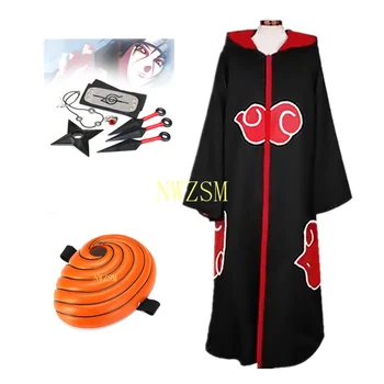 Anime Naruto Akatsuki Mantie Cosplay Costum Uchiha Itachi Inel De Susținere Bărbați Cadouri Sasuke Mantie Halat Cape Carnaval De Halloween