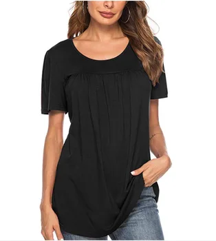Noua moda de vară de moda t-shirt o de gât cu maneci scurte t-shirt femei topuri plus dimensiune liber tricouri culoare solidă camisetas mujer