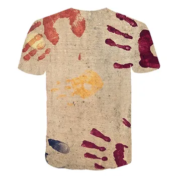 Teroare Sângeroase amprenta T-shirt Abstract tricou 3D Hip hop Barbati tricou de Vară O-neck Cămașă Plus Dimensiune Streetwear Topuri Casual