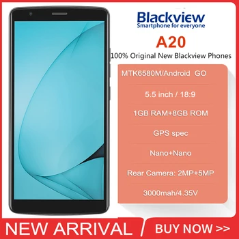 Blackview A20 telefon Mobil 18:9 5.5 inch Android Merge Camera dublă 1GB RAM 8GB ROM MT6580M 5MP 3G Smartphone