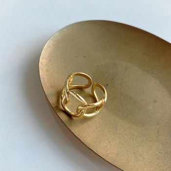 Peri ' sbox Stopa Link-ul Lanț Indesata Inele Late Gol de Aur Geometrice Inele pentru Femei Argint 925 Minimalist Inele de Moda