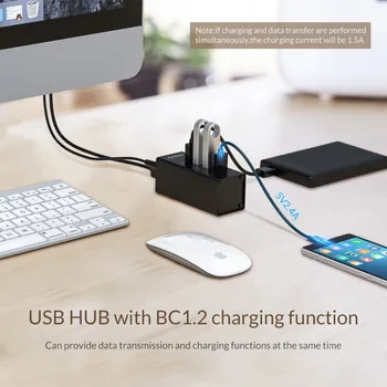 ORICO Hub USB, Aluminiu USB 4 Port Hub USB 3.0 Cu Alimentare 12V 5Gbps Laptop Hub Pentru Windows Macbook Accesorii de Calculator