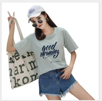 Vara Femei T-shirt Top cu Maneci Scurte O-gât Moda Scrisoare de Imprimare Casual T-shirt femei topuri tricouri bumbac JY1005