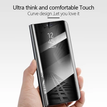 Pentru Samsung Galaxy S9 Plus S8 S7 S6 edge A8 2018 A8+ Case de Lux Suport Flip Clear View Smart Mirror Telefon Cover Pentru Galaxy Note8