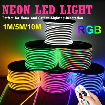 20V 12W LED Strip Lumina RGB Neon 1m/5m/10m w Telecomanda Adaptor Impermeabil Flexibil Bandă Panglică de Fundal pentru Semnalizare Petrecere