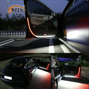 OKEEN Nou Universal LED Ușa bun venit Lumini Alb Deschidere de Avertizare Roșu Strobe Decor Lampa auto 12V cu LED-uri Benzi de Lumină 120cm 2 buc