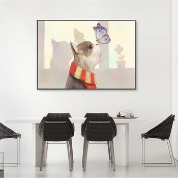 MUTU Arta de Perete Panza Pictura Animale Poster Moderne, Un bulldog de Băut Cu ochelari de Soare Acasă Decorare Imagini Pentru Amplasarea Camerei