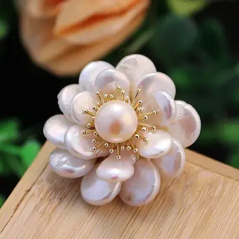 Coeufuedy Naturale de apă Dulce Pearl Broșe Pentru Femei Petrecere în stil Baroc Pearl Floare Brosa de lux pearl broșe Handmade Elegant