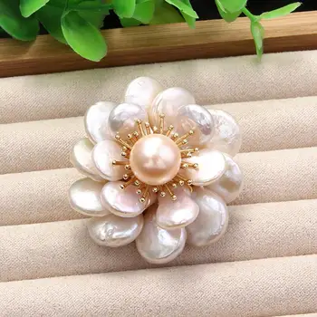 Coeufuedy Naturale de apă Dulce Pearl Broșe Pentru Femei Petrecere în stil Baroc Pearl Floare Brosa de lux pearl broșe Handmade Elegant