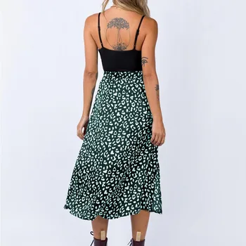 Moda Elegant de Mare waisted Fuste Lungi Chic Streetwear 2020 Casual de Vara Leopard de Imprimare Split Fustă pentru Femei fustă Lungă