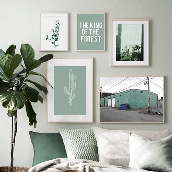 Frunză Verde Cactus Fereastra Forma Abstract Nordic Postere Si Printuri De Arta De Perete Panza Pictura Pe Perete Imagini Pentru Living Decorul Camerei