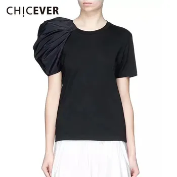 CHICEVER Primavara Casual Femei Neregulate T-shirt O Gâtului Maneca Fluture Liber Subțire de sex Feminin de Sus de Îmbrăcăminte 2020 Moda Nouă Maree