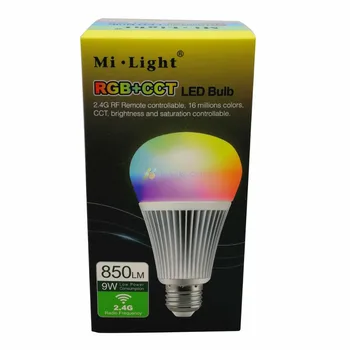 MiLight 2.4 G Wireless E27 9W RGBWW + Temperatura de Culoare Estompat 2 in 1 Smart WiFi Bec LED AC85-265V