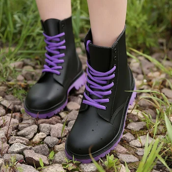 Moda non-alunecare plus catifea ploaie cizme rezistente la uzură doamnelor cizme Martin moda dantela-up pantofi femei cizme cald