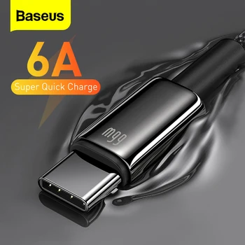 Baseus 6A USB de Tip C Cablu de Încărcare Rapidă Pentru Huawei Mate 40 P40 Samsung 66W 5A SCP FCP C USB de Încărcare Rapidă Cablu de Date pentru Xiaomi