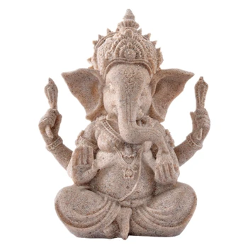 Acasă decor Natura Gresie Indian Ganesha Figurine Religioase Hinduse Elefant Dumnezeu Statui Fengshui cu cap de Elefant Buddha