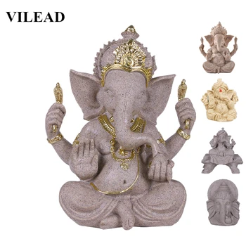 Acasă decor Natura Gresie Indian Ganesha Figurine Religioase Hinduse Elefant Dumnezeu Statui Fengshui cu cap de Elefant Buddha