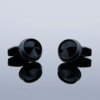 Noi Afaceri de Lux Butoni Bărbați Bijuterii Cadouri franceză Tricouri Classic Black Crystal Nisip Negru Rotund butoni