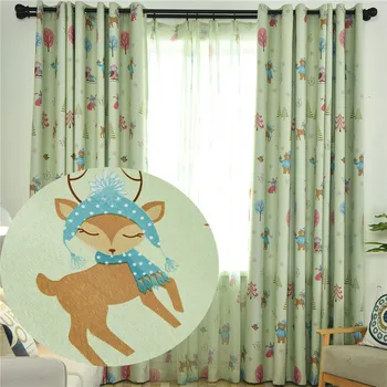 De crăciun Copiii Perdele pentru Dormitor Urs, Elan Imprimat Albastru Opace Living Bucatarie Verde Fereastra Cortina Panouri de Decor Acasă