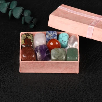 10 bucăți/cutie de cristal natural, gem vindecare Chakra Cuarț minerală, Mobilier pentru Casa, Cadouri pentru Copii în Caseta de Colectare de Cristal
